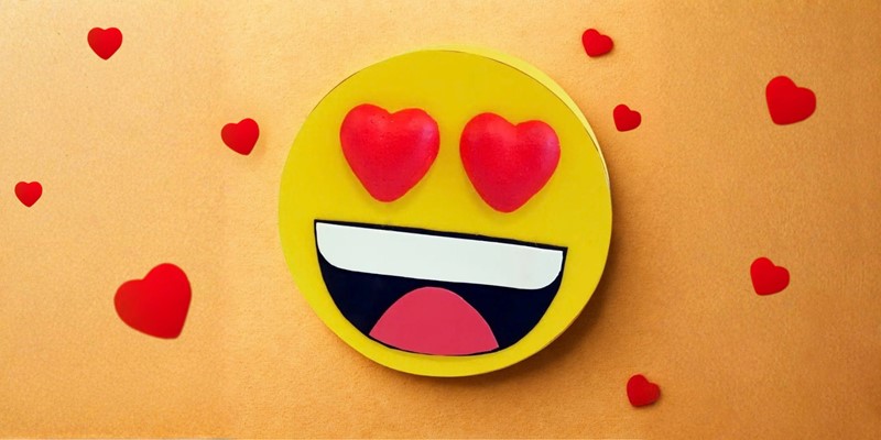 Emoji-surprise met hartjesogen van styropor