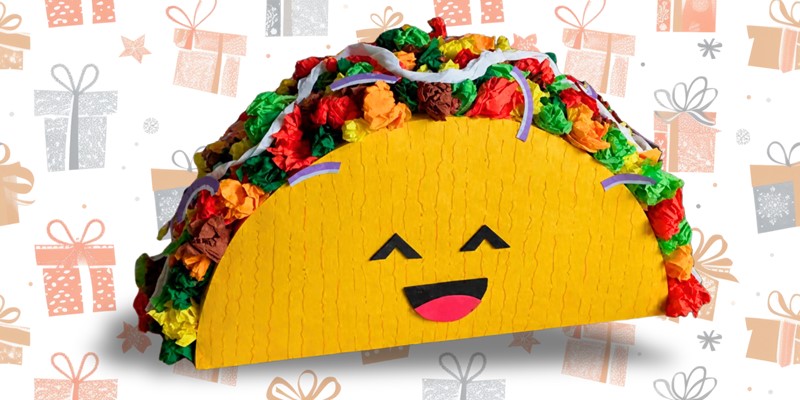 Taco surprise maken van gekleurd papier en crêpepapier