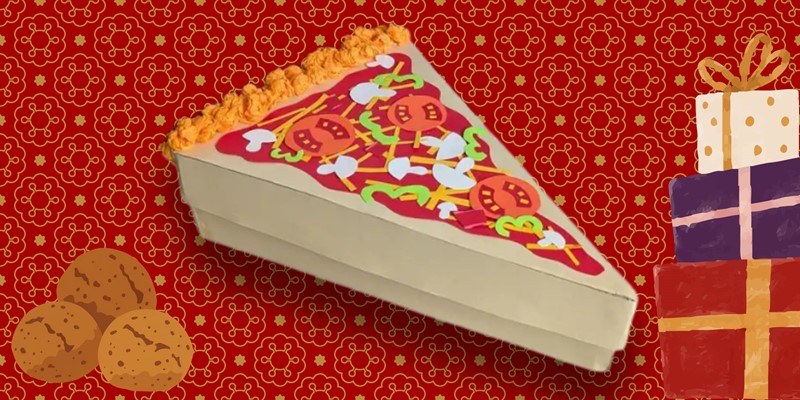 Pizza surprise maken van karton en crêpepapier