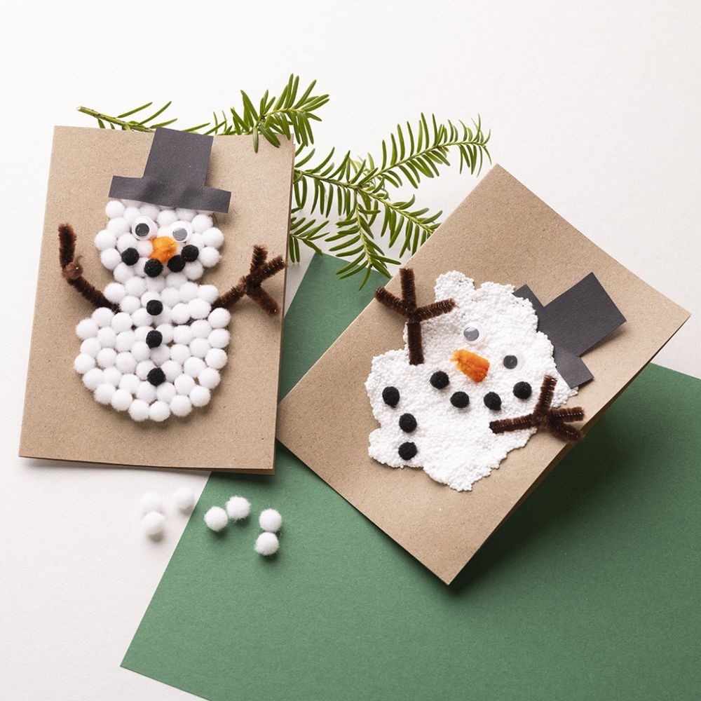 Sneeuwpop kerstkaarten