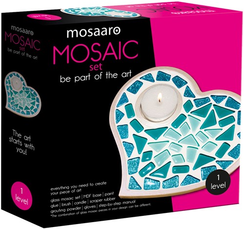 Mosaaro Mozaiek set Glas Mozaiek Kaarsenhouder Hart MA1011