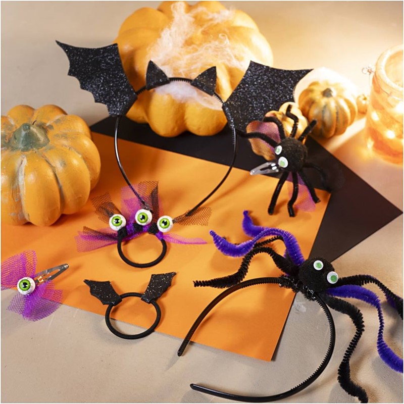 Spinnen- en vleermuishaardecoraties voor Halloween