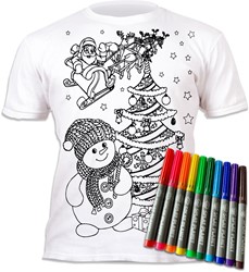 Splat Planet T-Shirt Kleuren Set Kerst Sneeuwpop 9 - 11 Jaar