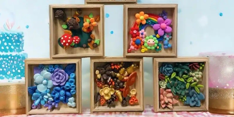 Miniatuurtuin maken van Silk Clay met kleurrijke details