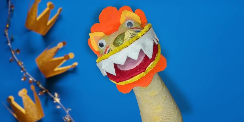 Textiel - Leeuw sokpop maken voor Koningsdag