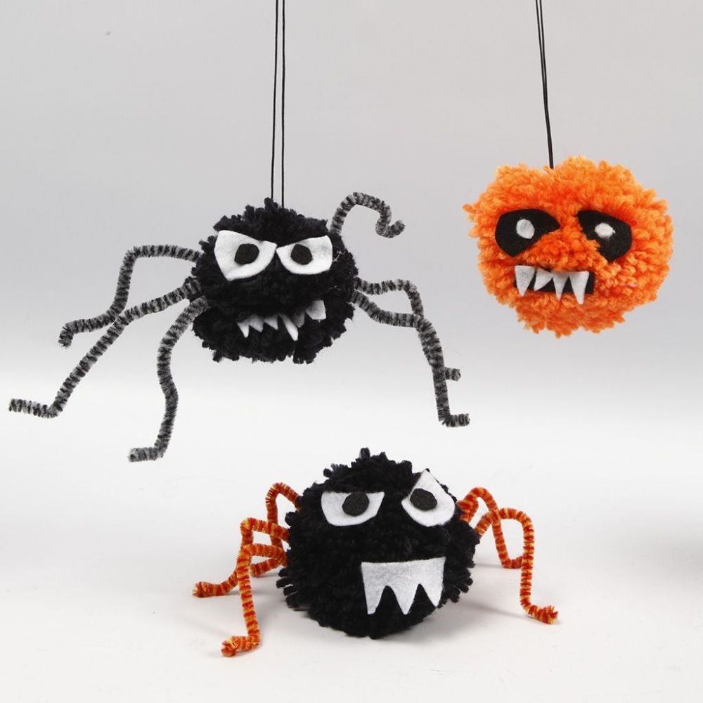 Maak griezelige Creepy-Crawlies van pompoms, chenille en vilt