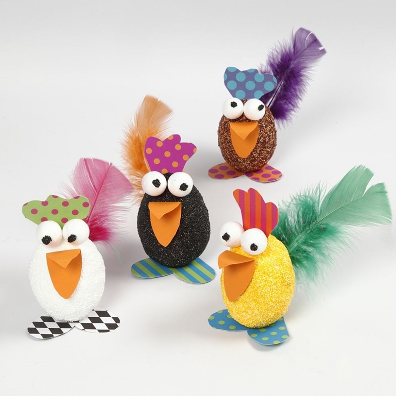 Paaskuikens van styropor en Foam Clay knutselen