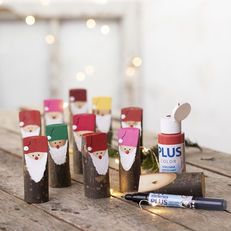 Houten Kerst gnoom maken van boomstammetjes